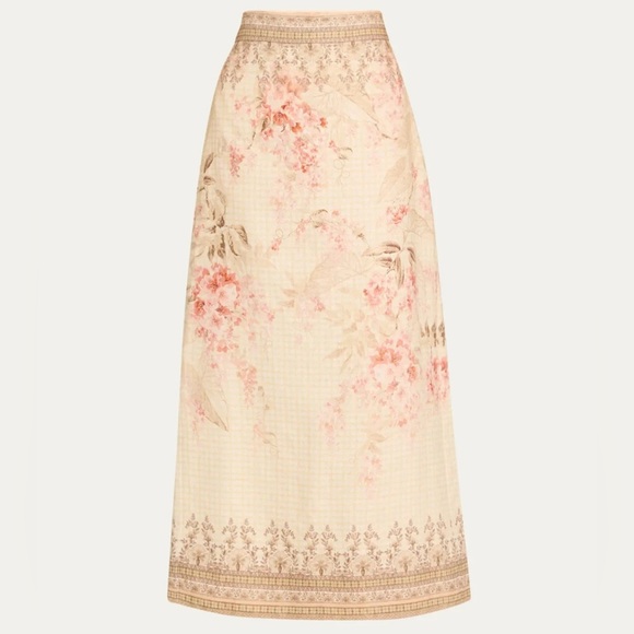 Zimmermann Tropical Floral Linen Pencil Skirt